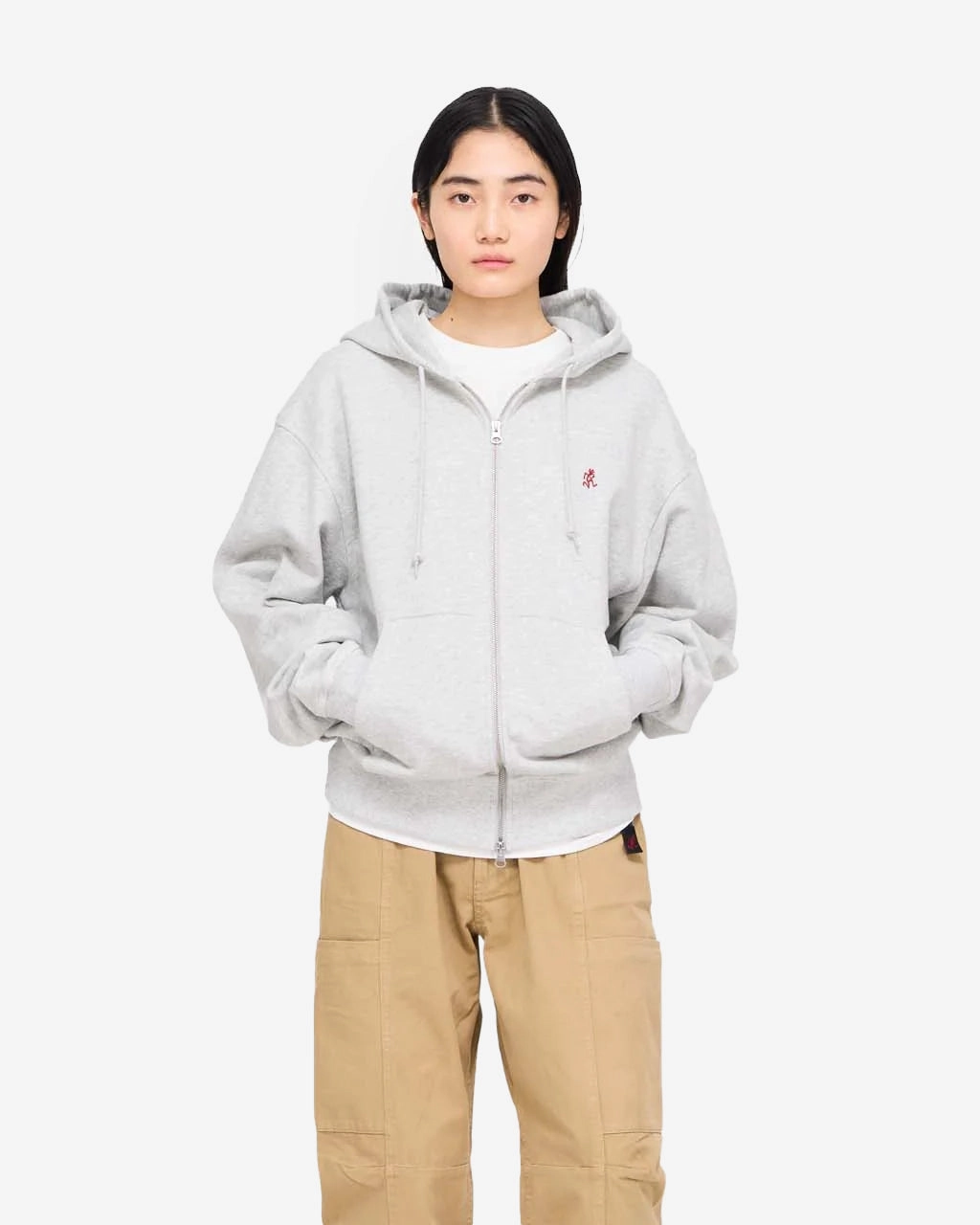 One Point Zip Hooded Sweatshirt Ash Heather