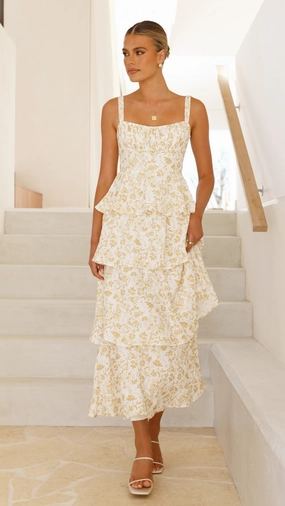 Page Maxi Dress - Yellow Floral