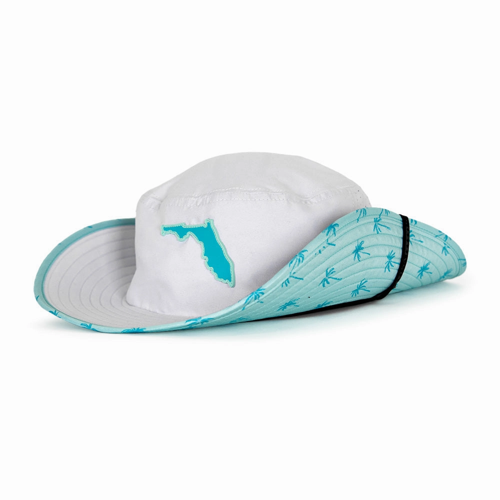 Performance Bucket Hat | Florida Palm Tree | White