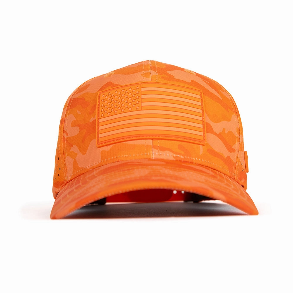 Performance Snapback | Blaze Orange Military Camo