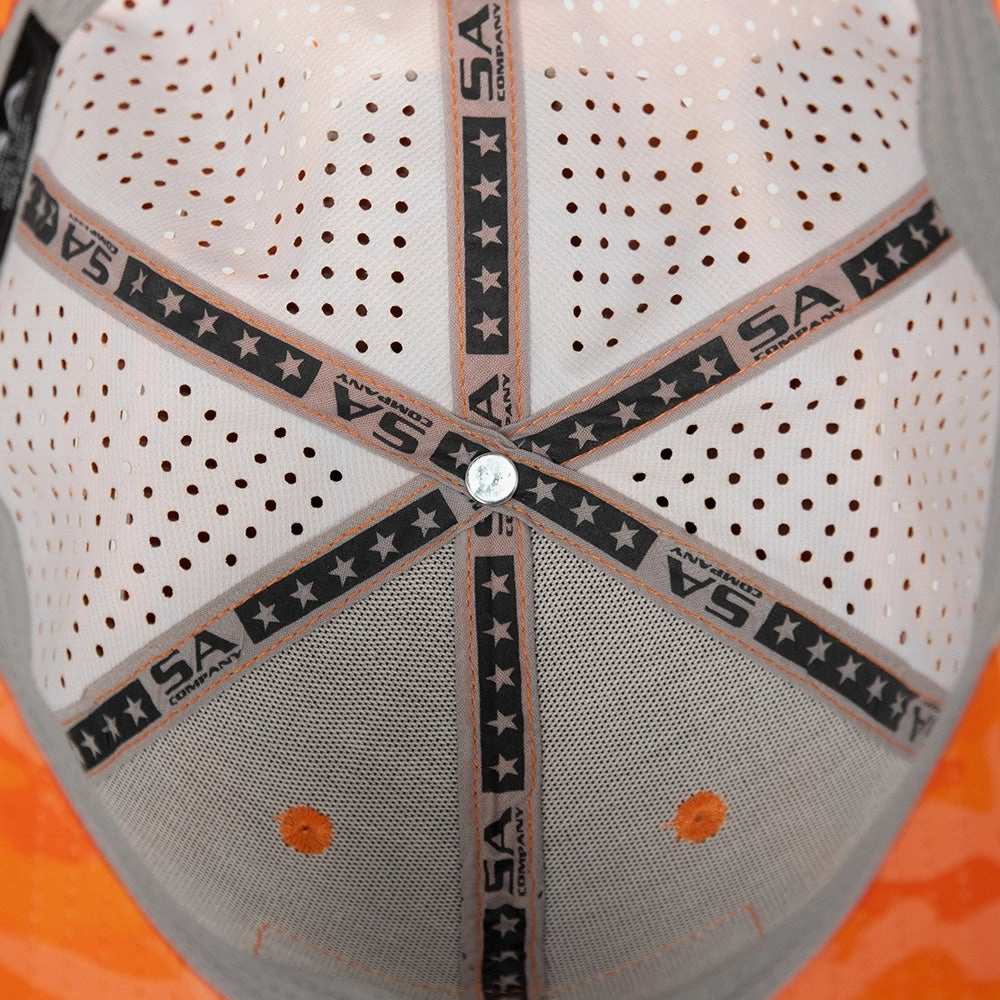 Performance Snapback | Blaze Orange Military Camo