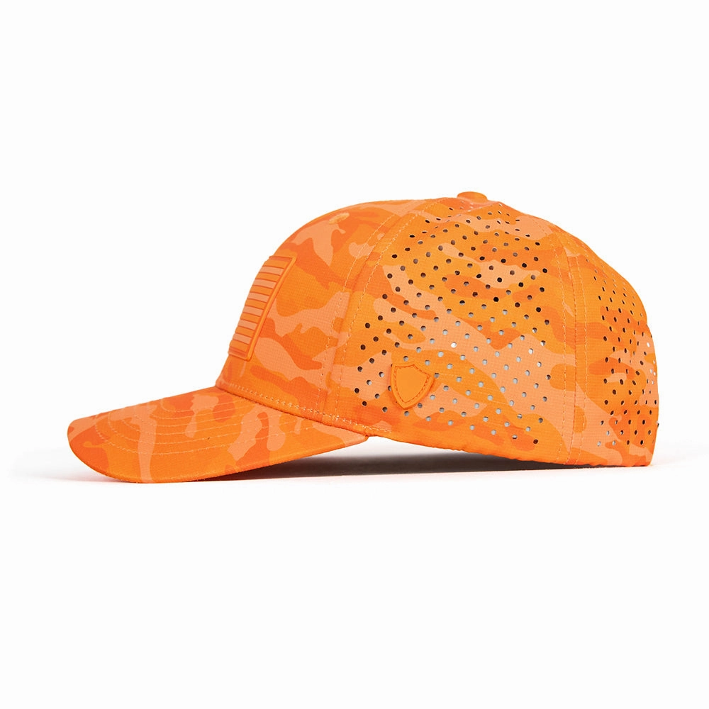 Performance Snapback | Blaze Orange Military Camo