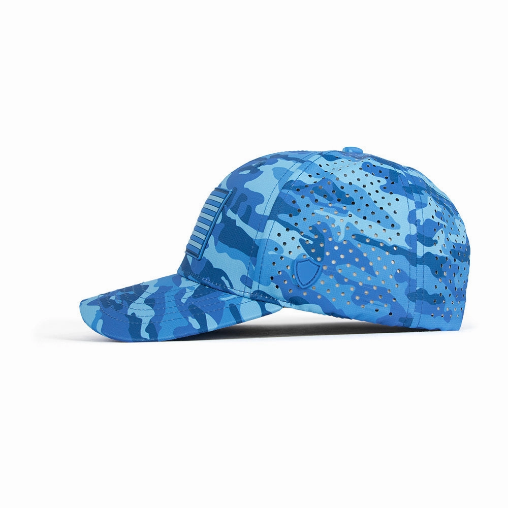 Performance Snapback | Blue Military Camo