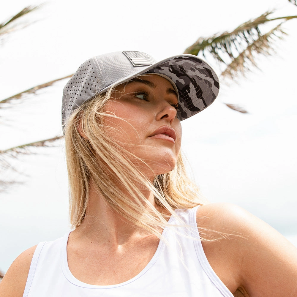 Performance Snapback | SOA Flag | Grey Mili Camo