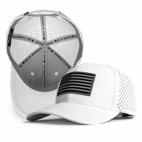 Performance Snapback| Blackout American Flag | White