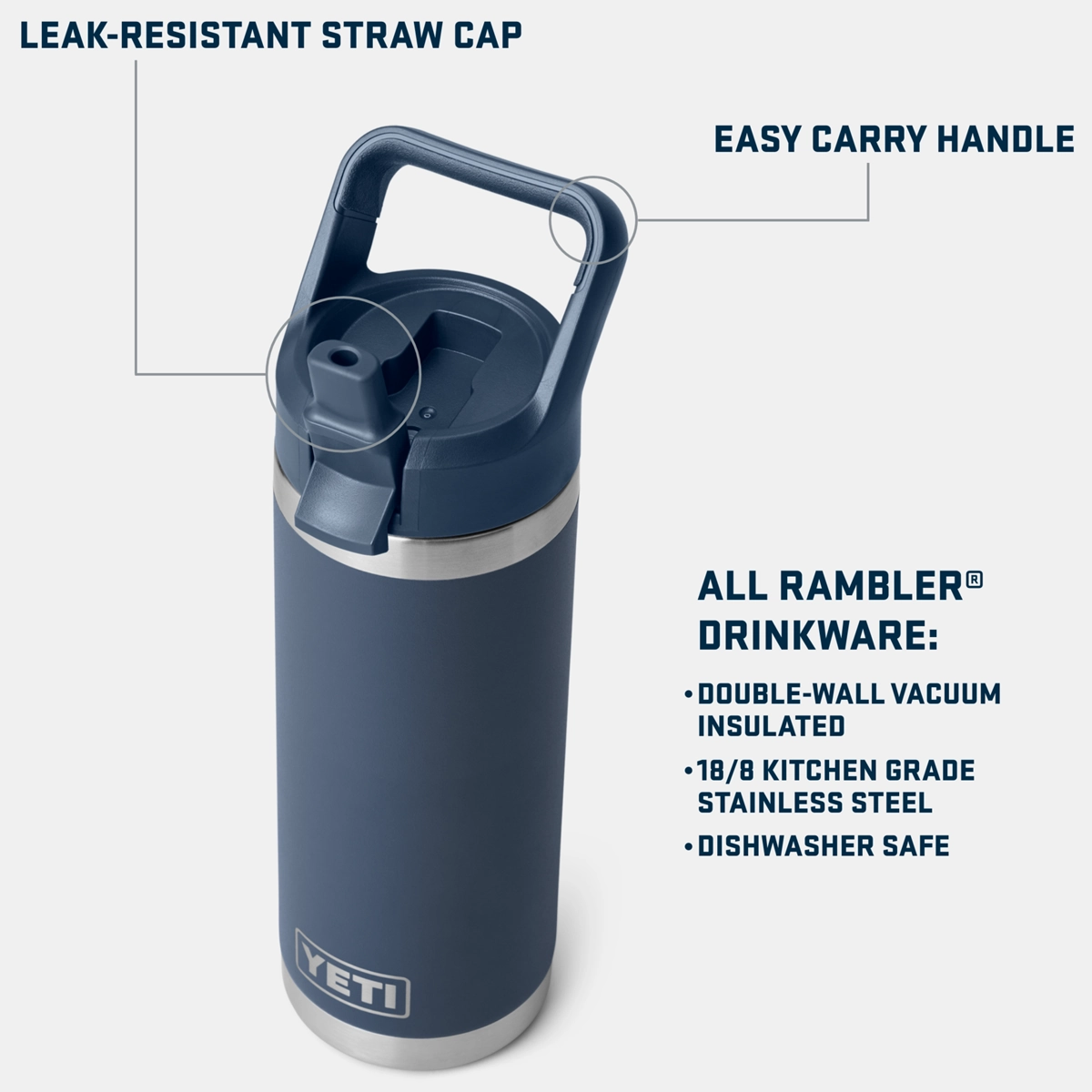 Rambler 18 oz Bottle with Color Matching Straw Cap