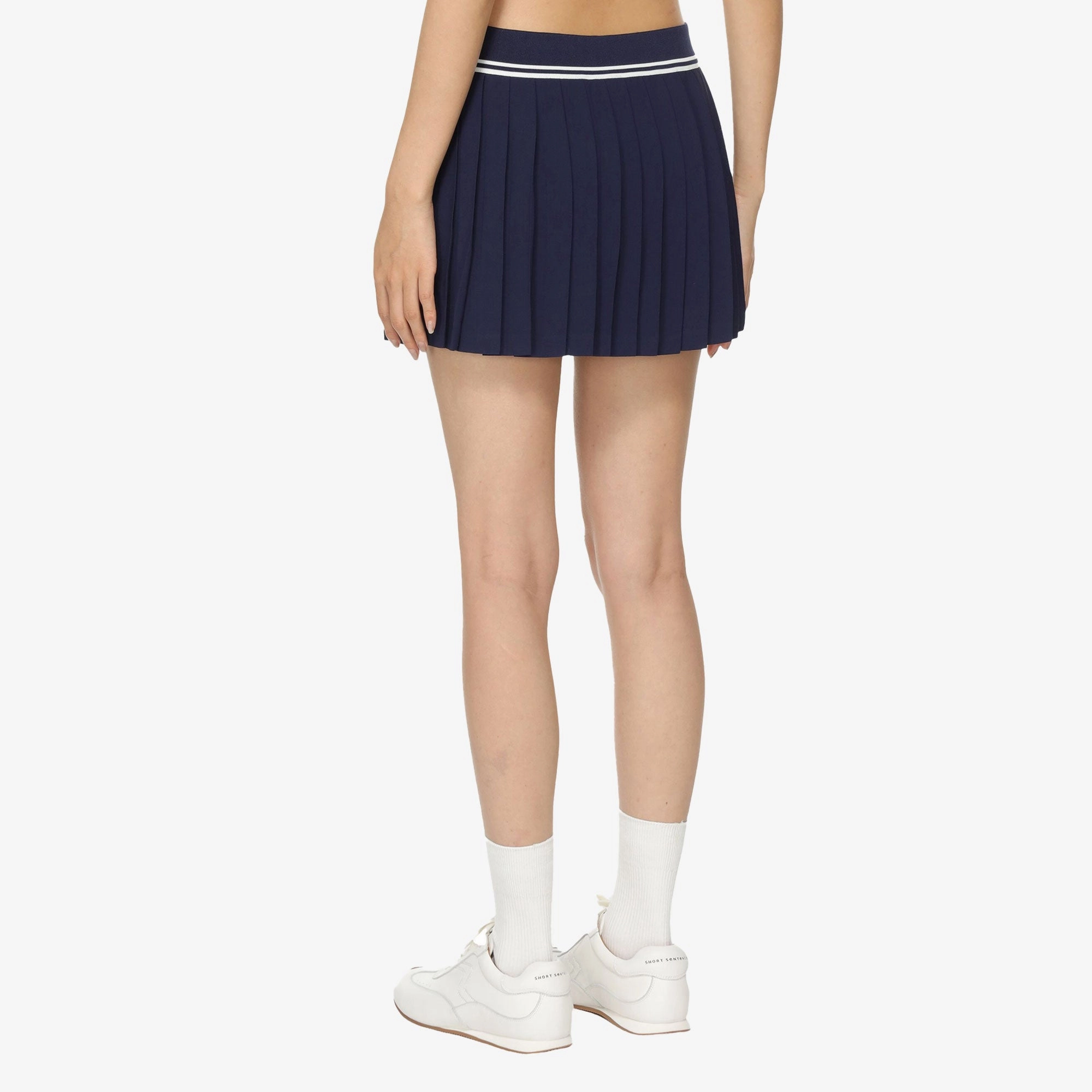SPORTY & RICH | ABIGAIL PLEATED SKIRT { NAVY/OFF WHITE