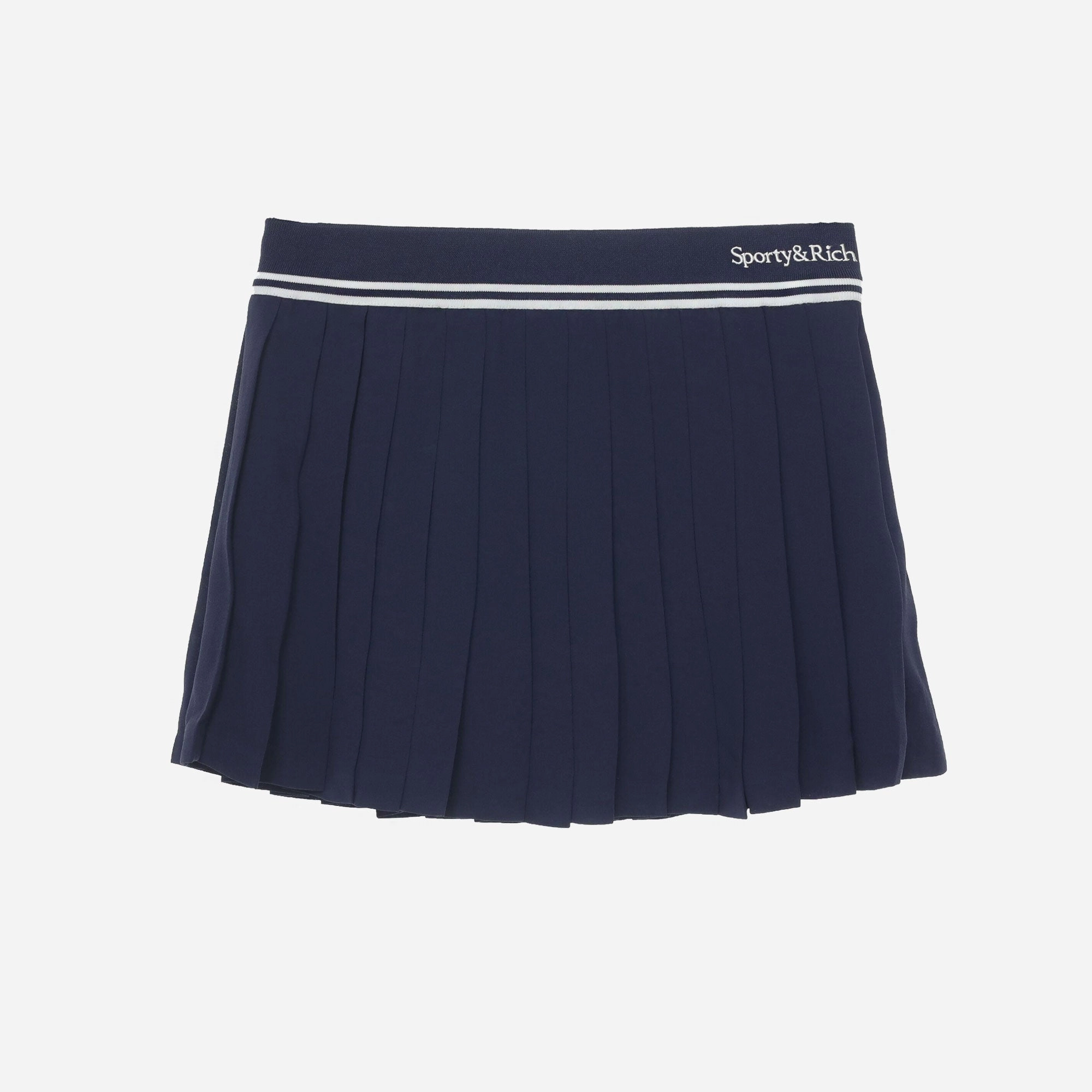 SPORTY & RICH | ABIGAIL PLEATED SKIRT { NAVY/OFF WHITE