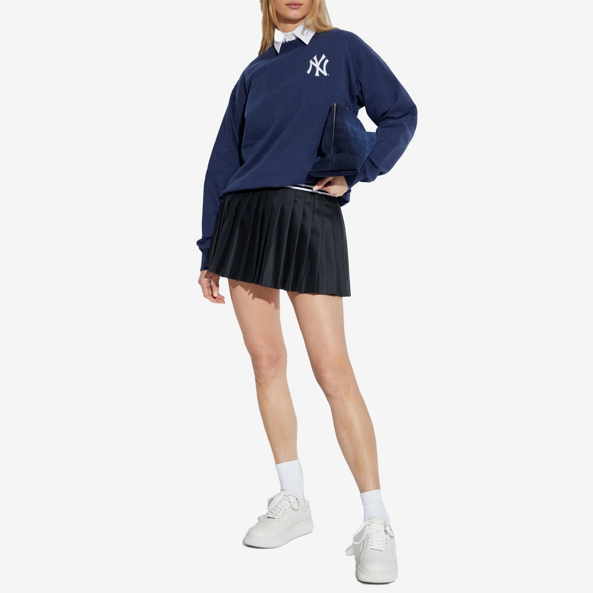 SPORTY & RICH | ABIGAIL WOOL PLEATED SKIRT { BLACK