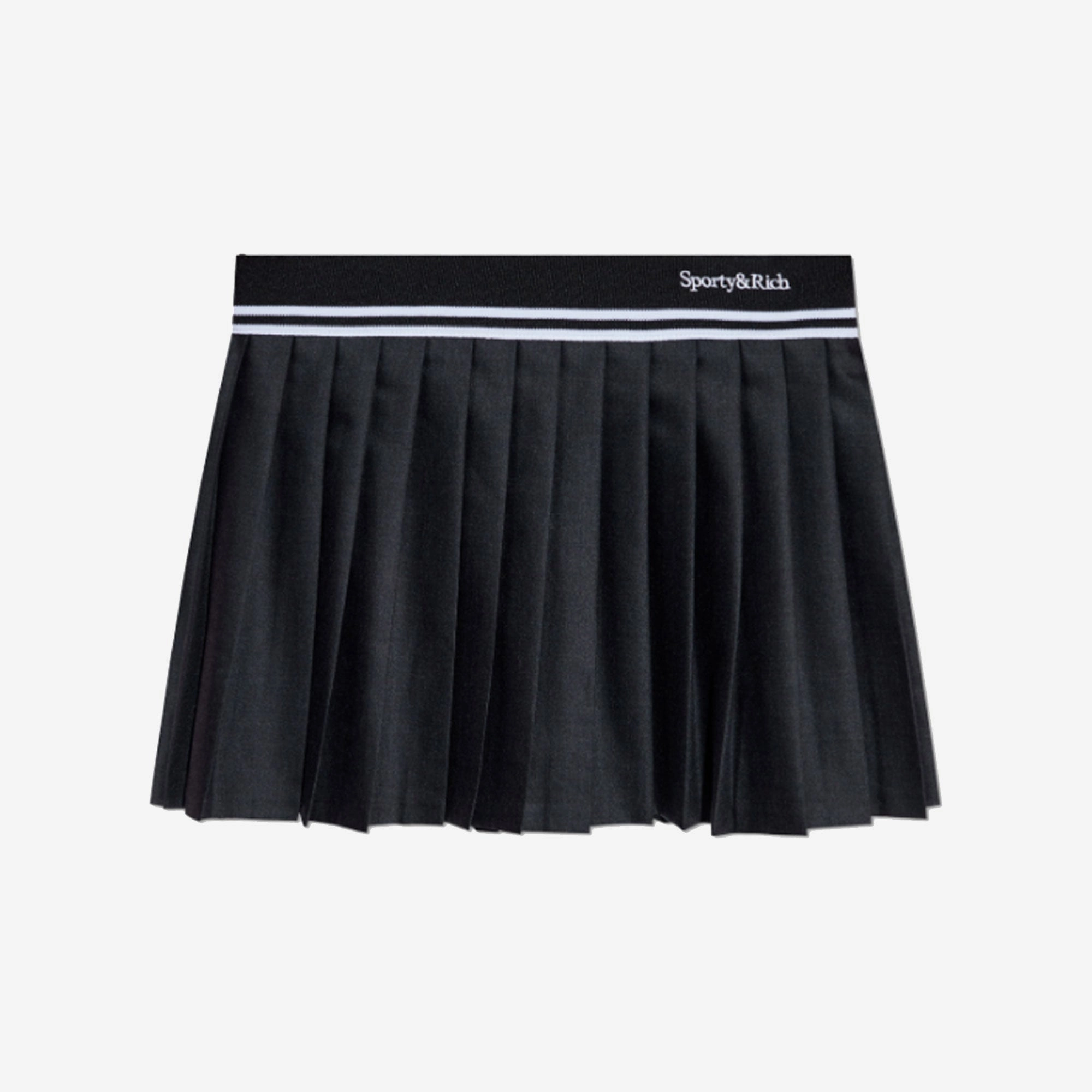 SPORTY & RICH | ABIGAIL WOOL PLEATED SKIRT { BLACK