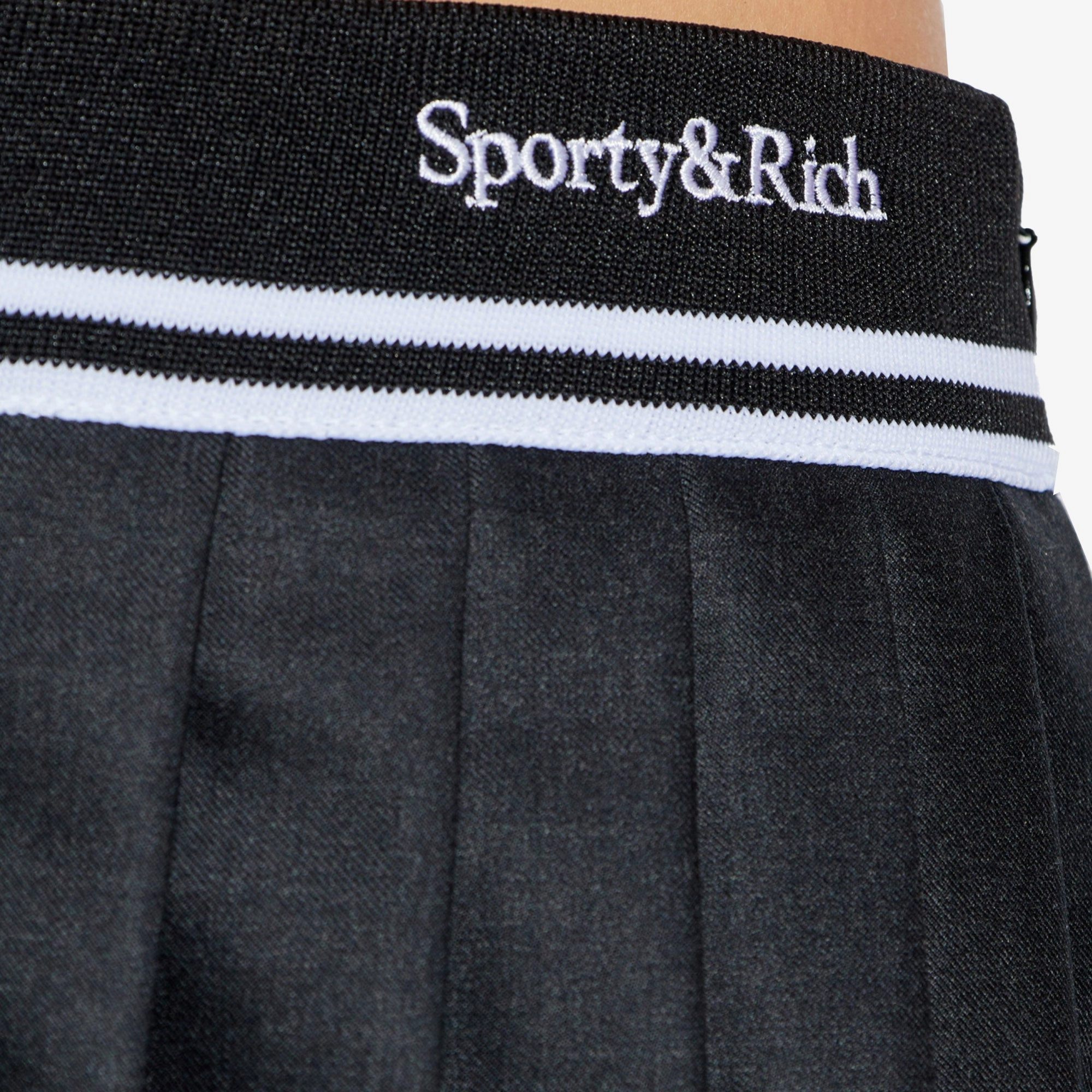 SPORTY & RICH | ABIGAIL WOOL PLEATED SKIRT { BLACK