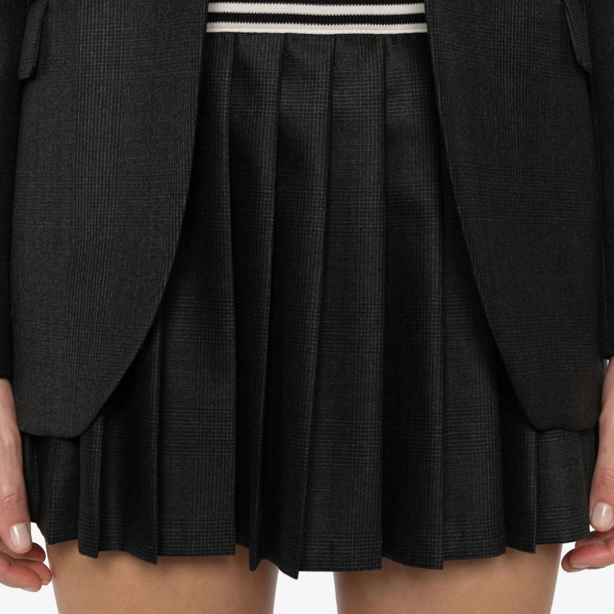 SPORTY & RICH | ABIGAIL WOOL PLEATED SKIRT { GRAY/WHITE