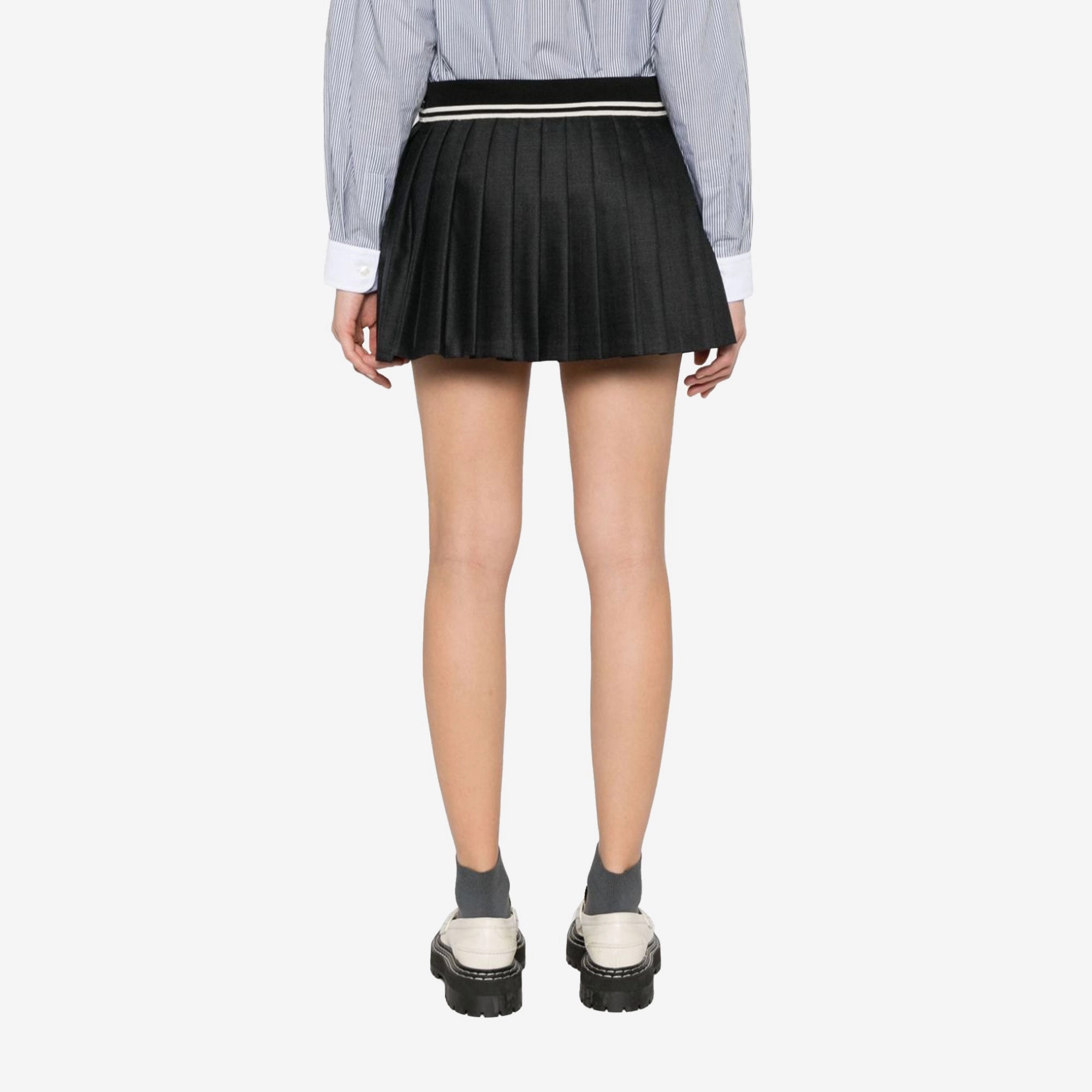 SPORTY & RICH | ABIGAIL WOOL PLEATED SKIRT { GRAY/WHITE
