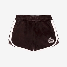 SPORTY & RICH | NY CREST VELOUR SHORT { BROWN