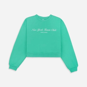 SPORTY & RICH | NY TENNIS CLUB CROPPED CREW NECK CARIBBEAN { GREEN