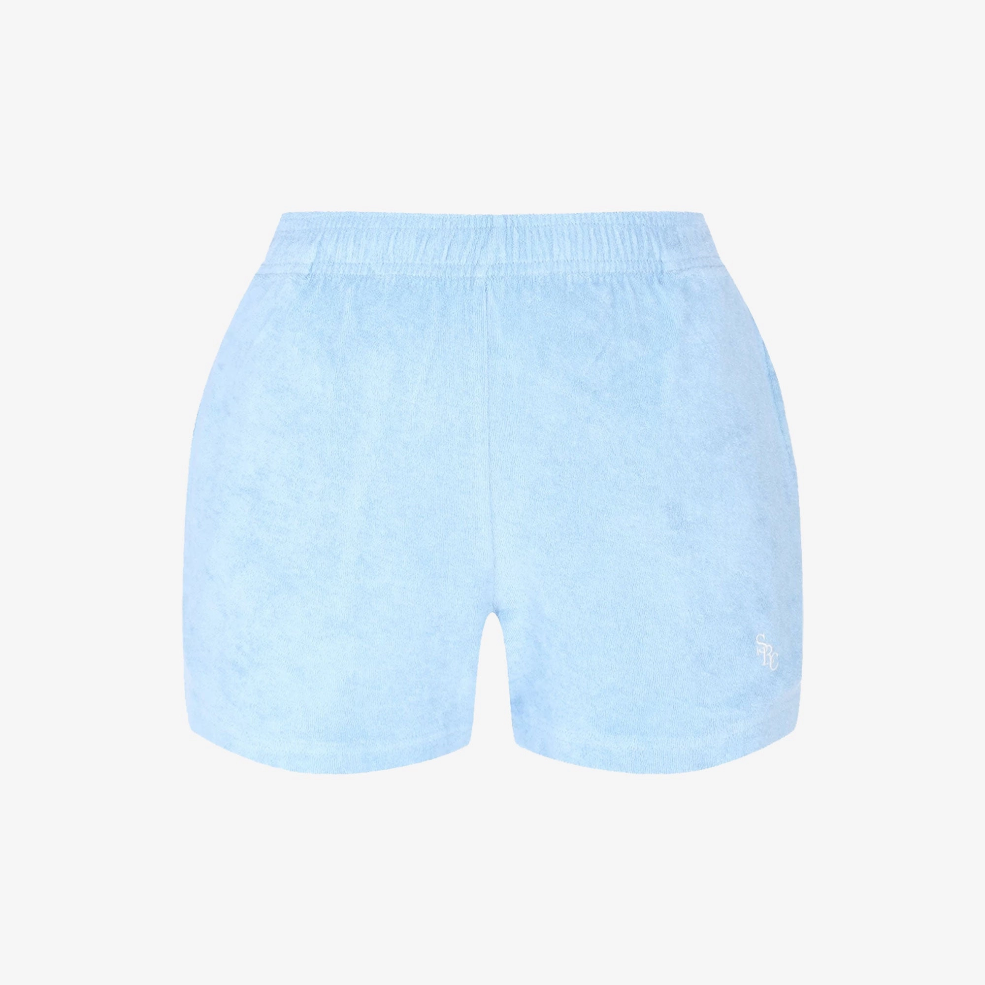 SPORTY & RICH | SRC TERRY SHORTS { SKY BLUE/WHITE