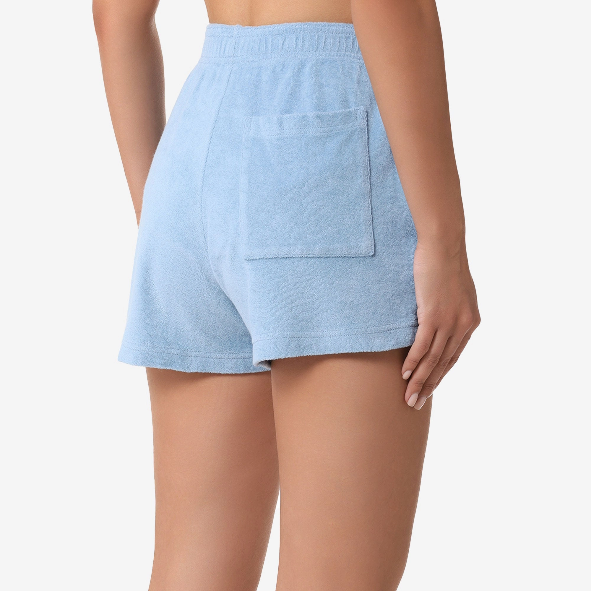 SPORTY & RICH | SRC TERRY SHORTS { SKY BLUE/WHITE