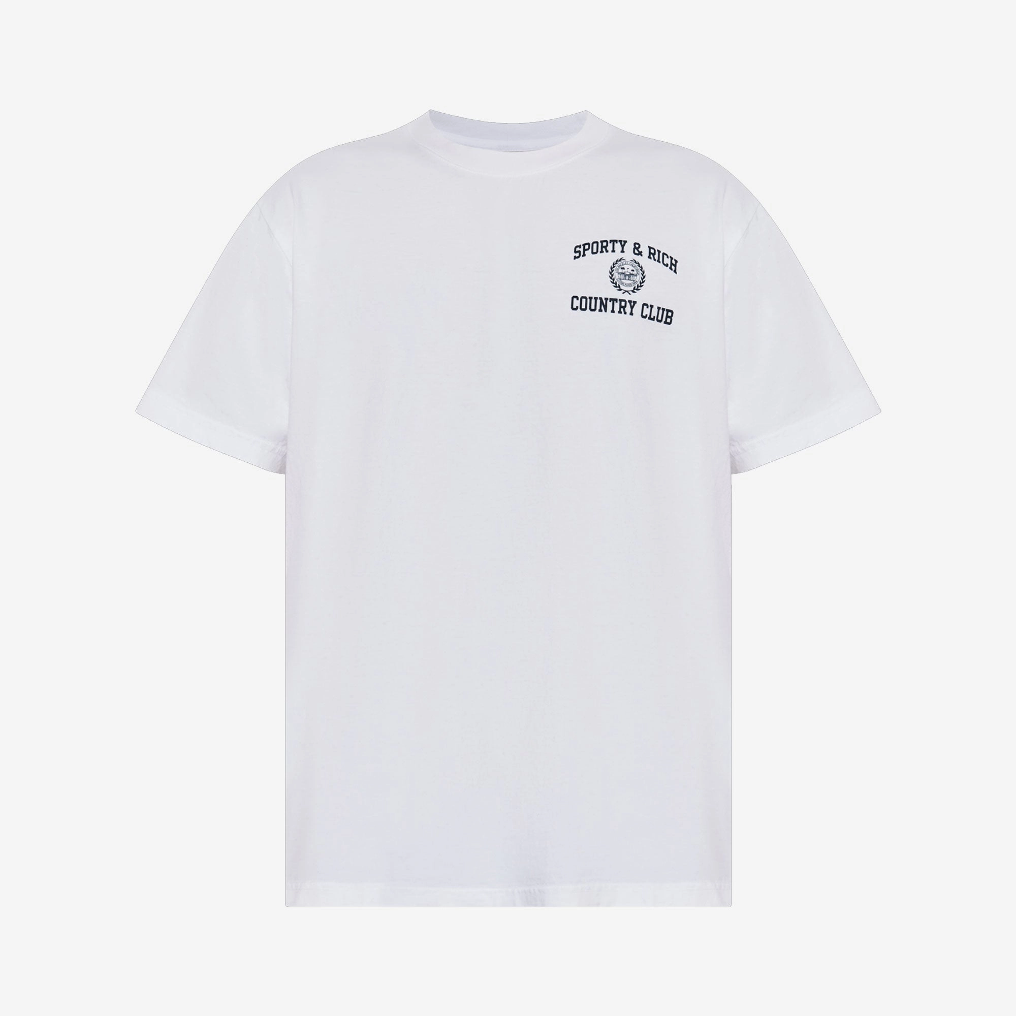 SPORTY & RICH | VARSITY CREST T-SHIRT { WHITE/NAVY