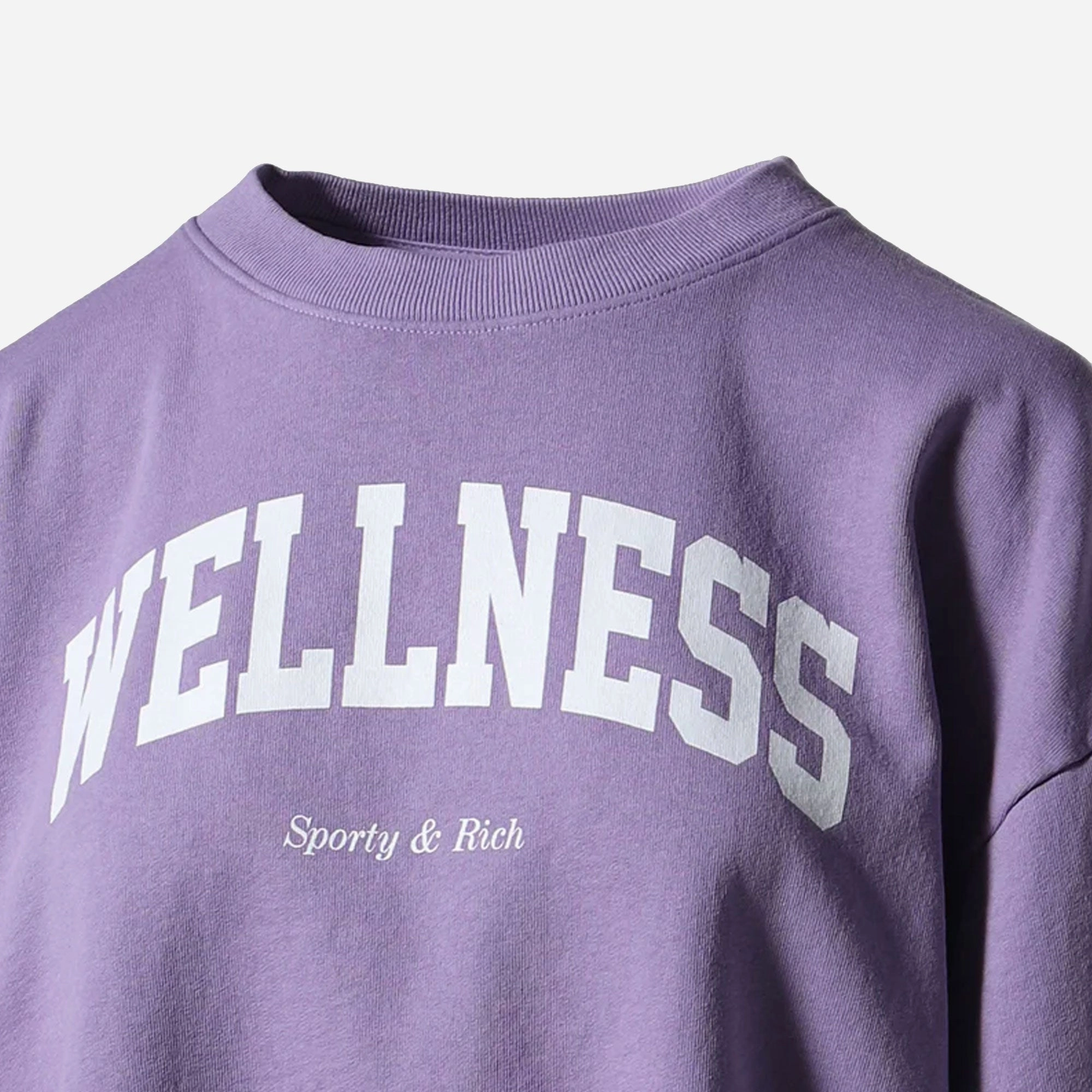 SPORTY & RICH | WELLNESS IVY CROPPED CREWNECK { VIOLET/WHITE