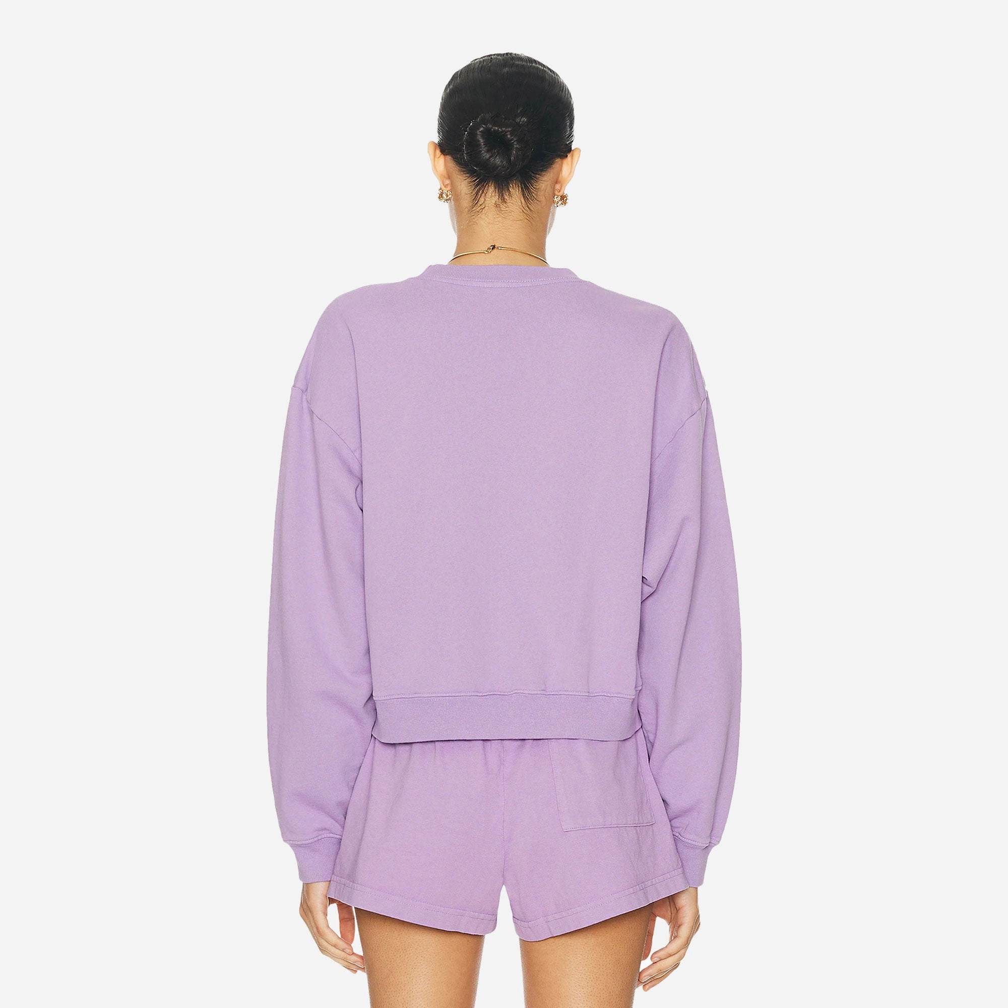 SPORTY & RICH | WELLNESS IVY CROPPED CREWNECK { VIOLET/WHITE