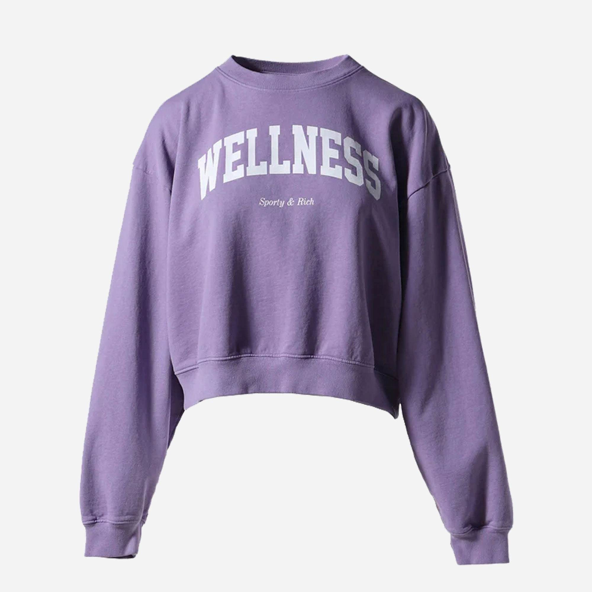 SPORTY & RICH | WELLNESS IVY CROPPED CREWNECK { VIOLET/WHITE