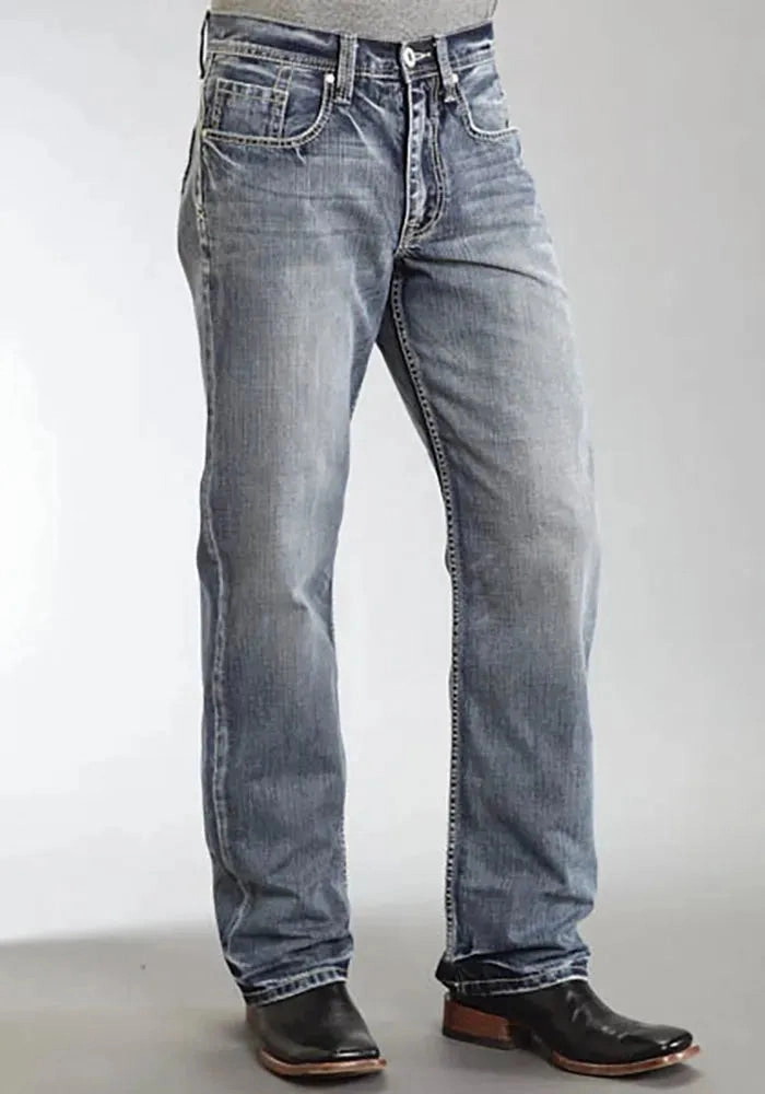Stetson 1312 Relaxed Fit Jeans with Pieced Back Pocket (Light Wash) - Men's Bootcut Jeans (Closeout)