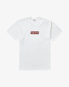 SUPREME SS19 SWAROVSKI BOX LOGO WHITE TEE -