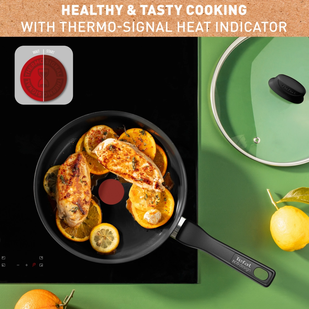 Tefal Renew Black Ceramic Sautepan   Lid 24cm - C4323223 - Ceramic Non-Stick Coating