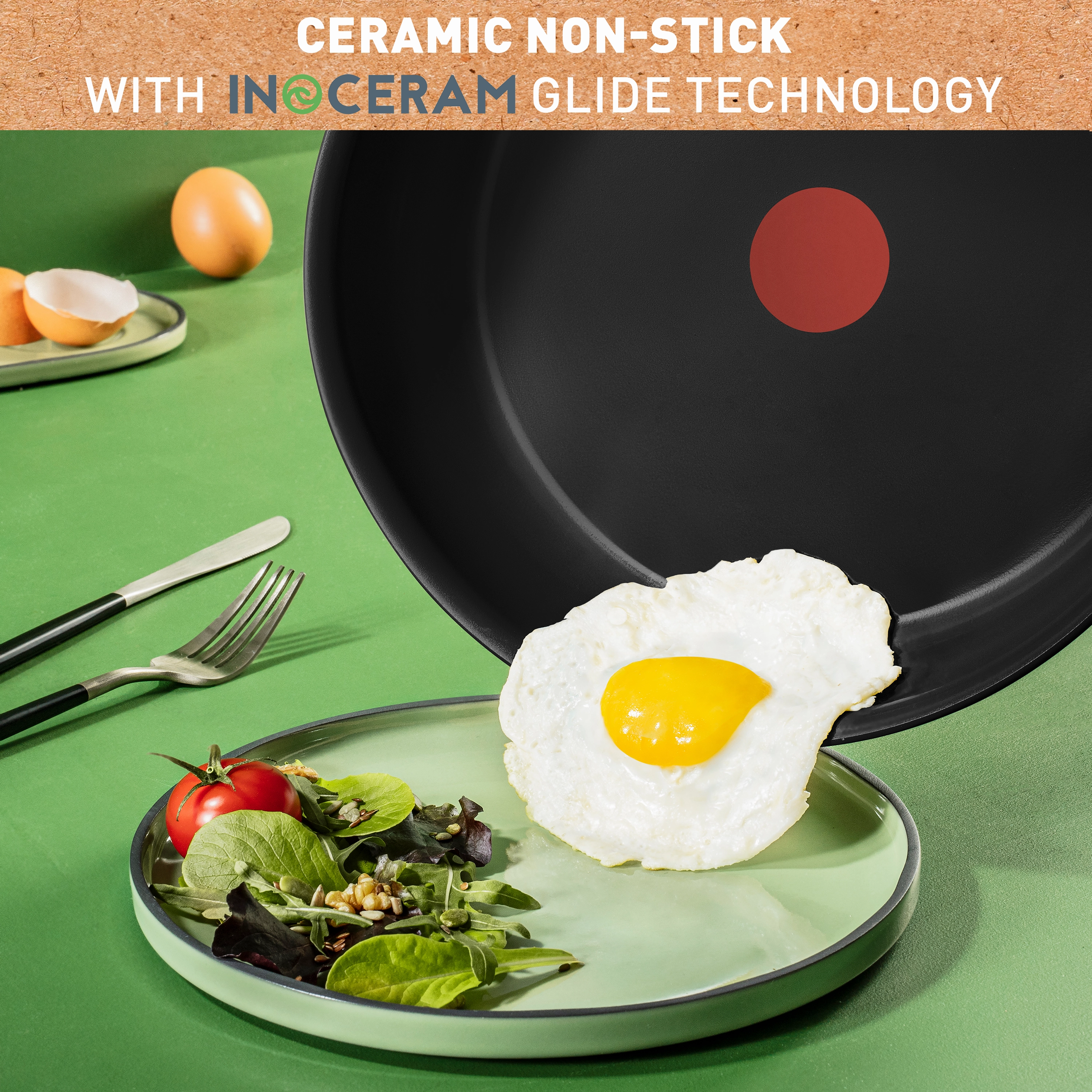 Tefal Renew Black Ceramic Sautepan   Lid 24cm - C4323223 - Ceramic Non-Stick Coating