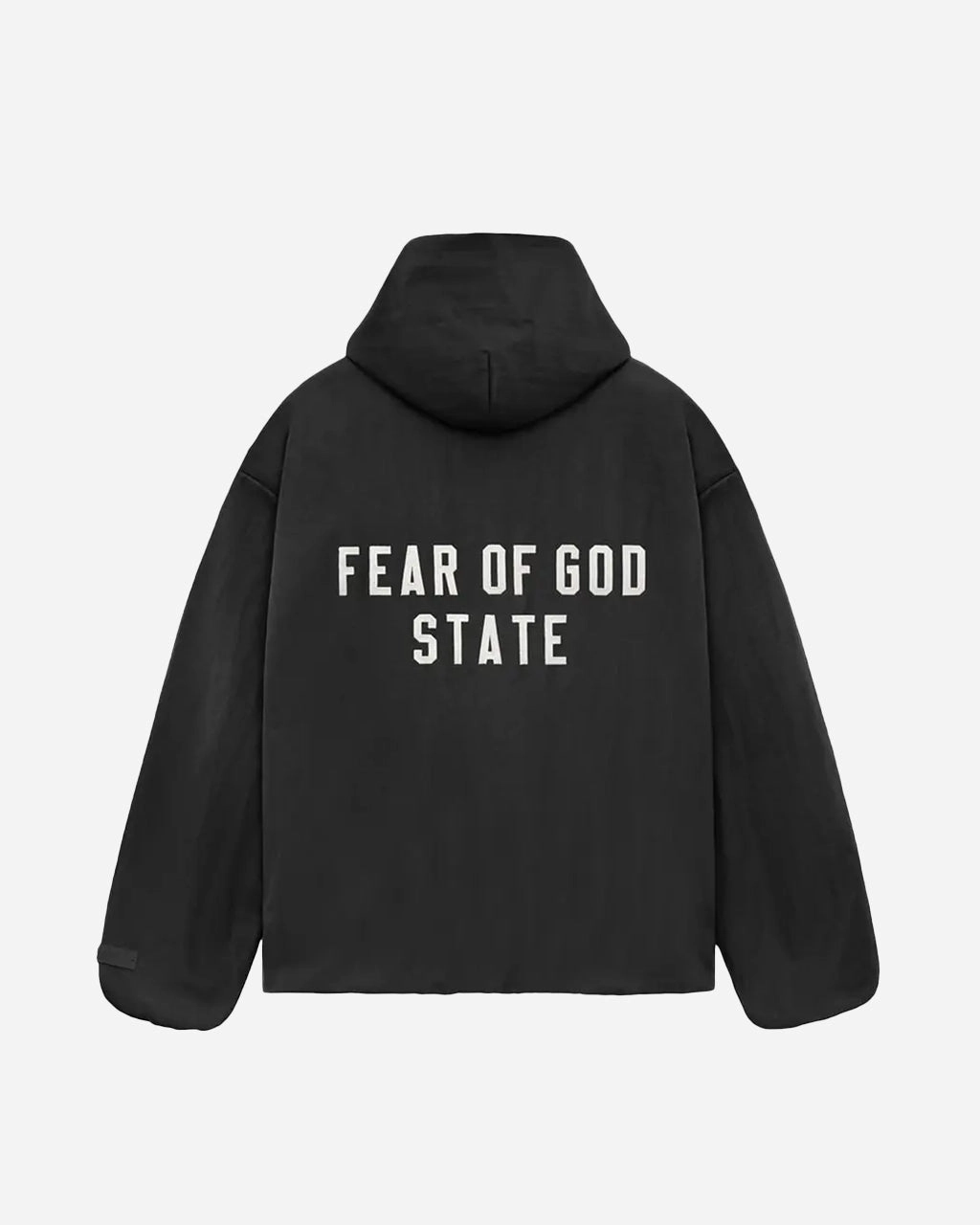 Textured Nylon Hooded Coaches Jacket Black